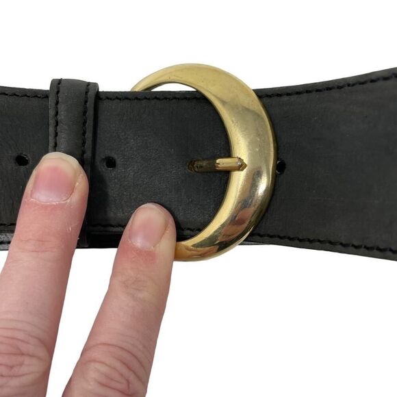 Vintage Y2K Bonwit Teller Embroidered Black Belt Size 30 - Picture 2 of 9